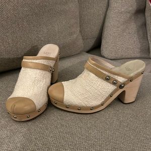 UGG Jolene Cream Clogs Toe Caps size 9 wood heel